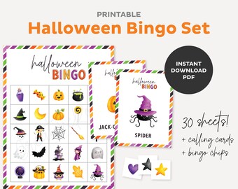 Printable Halloween Bingo for Kids, October Halloween Activity, Classroom Party Game, Printable Bingo Cards, Instant Digital Download PDF