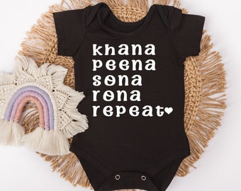 Khana Peena Sona Rona Repeat Baby Bodysuit - Desi Newborn Gift