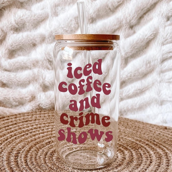 Ice Coffee Lover Glass Cans - Ice Coffee Lover Glass Gift - Pretty Ice Coffee Glass - Cute Coffee Tumblers - Cappuccino Cute Glass -