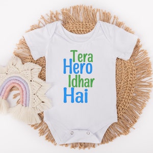 Tera Hero Idhar Hai Baby Bodysuit - Desi Baby Boy Bodysuit - Pakistani Baby Bodysuit - Indian Baby Bodysuit - Punjabi Baby Bodysuit