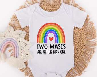 Two Masis Are Better Than One Bodysuit -Two Chachis Love - Two Indian Aunt Love - Desi Pregnancy Announcements - Desi Baby Bodysuit Gifts