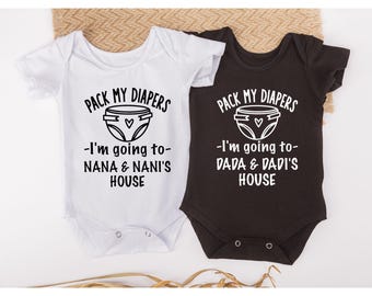 Pack My Diapers I'm Going to Nani House Bodysuit -Desi Grandparent Gift - Dadi Love - Desi Baby Shower Gift - Desi Pregnancy Announcements