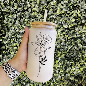 September Birthday Month Gift - Birth Flower Glass - Custom Flower Name Glass - Custom Flower Name Gift - Birth Month Flower September Gift