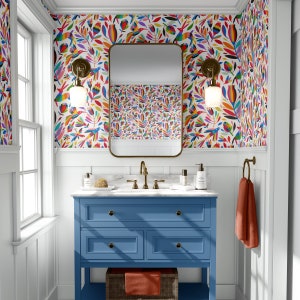 Otomi Wallpaper Colorful Wall Covering Floral Wallpaper Peel Stick