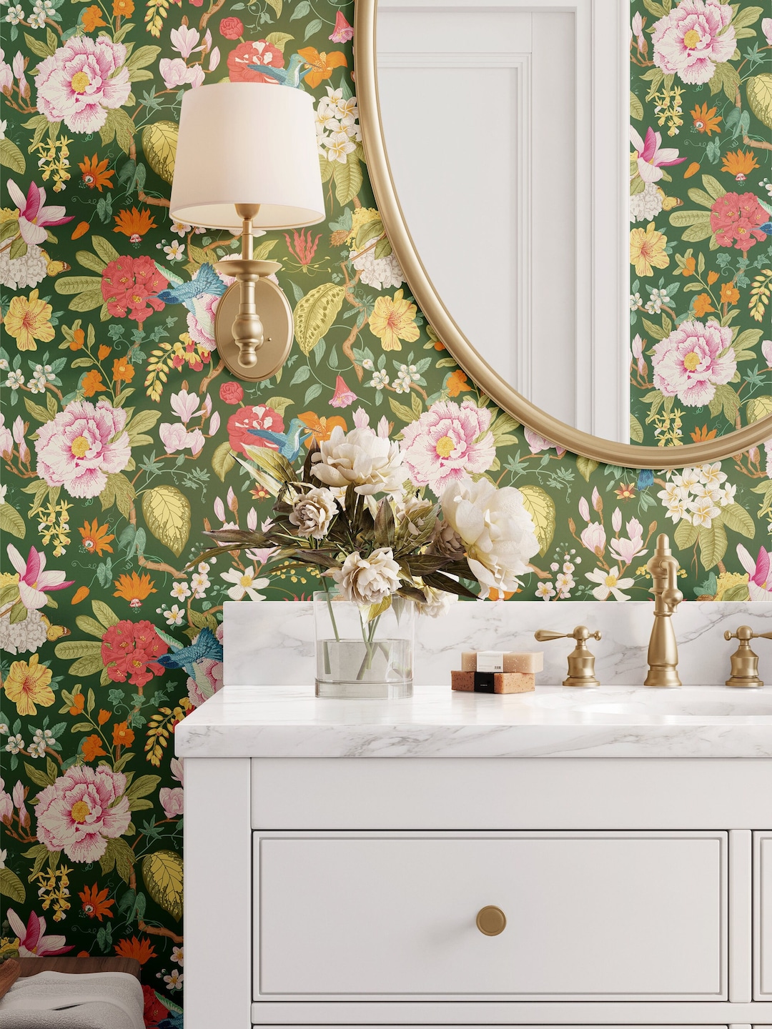 Chinoiserie Wallpaper, Floral Wallpaper, Removable, Peel and Stick, C Wallpaper, Elegant ...