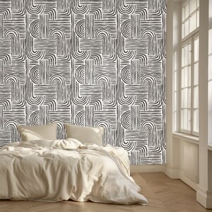 Black and White Abstract Wallpaper, Peel and Stick Removable Wallpaper ...