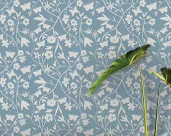 Blue Butterfly Peel and Stick Wallpaper: Whimsical Removable Wall Decor