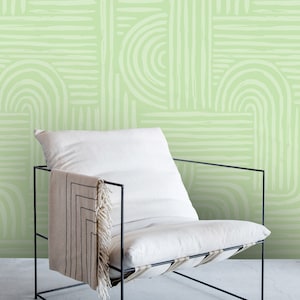 Green Abstract Geometric Stripe Removable Peel and Stick Wallpaper