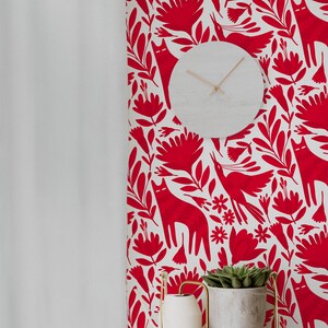 Red Otomi Wallpaper: Floral Flying Bird Peel and Stick Wallcovering