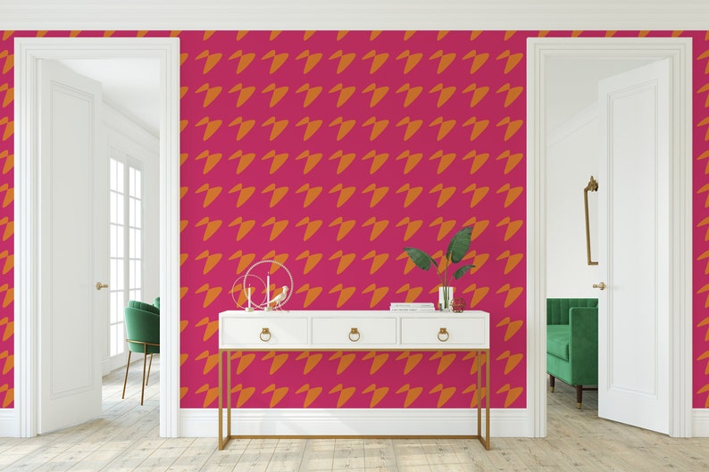 Pink and Orange Abstract Wallpaper Removable Peel and Stick - Etsy