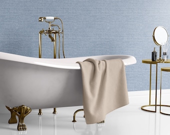 Blue Faux Grasscloth Wallpaper: Customizable Peel and Stick or Unpasted