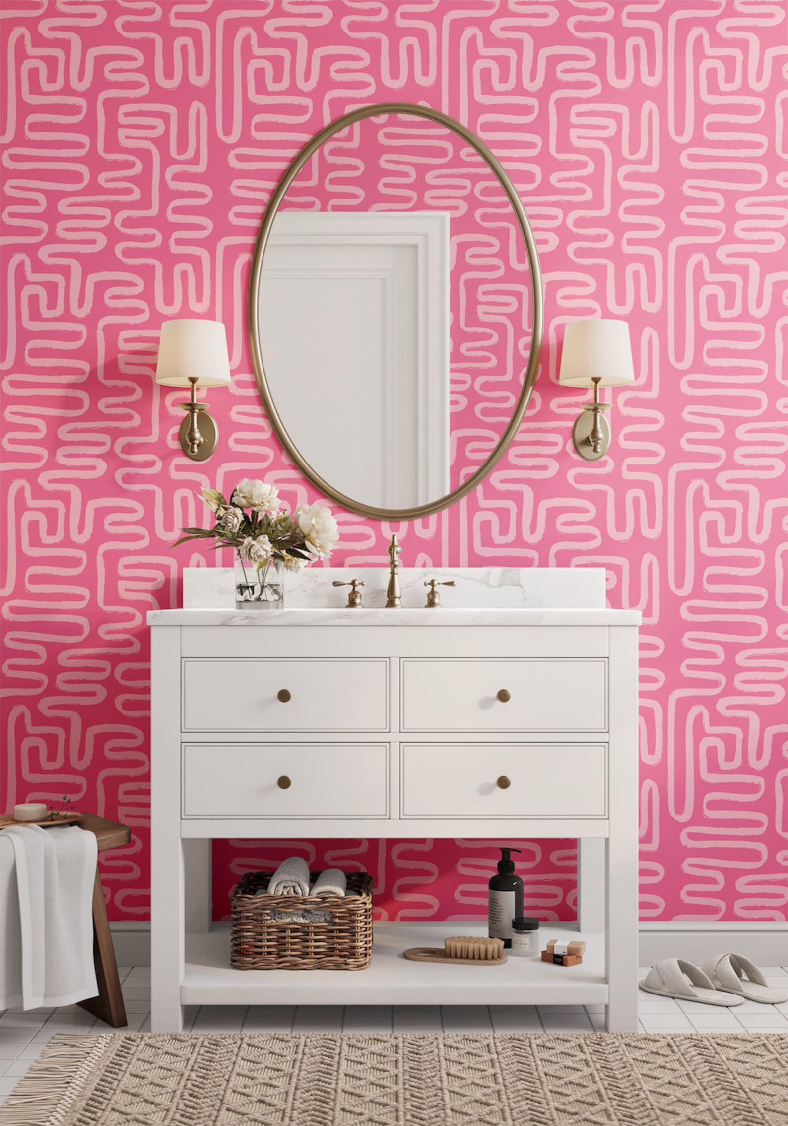 Pink Abstract Wallpaper, Peel and Stick Wall Decor, Removable Self ...