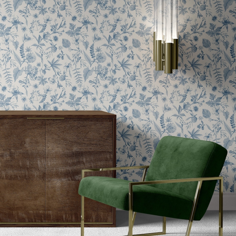 Blue and White Peel and Stick Wallpaper Toile Design - Etsy