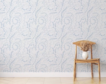 Blue Vines Peel and Stick Wallpaper: Boho Nursery Wallcovering