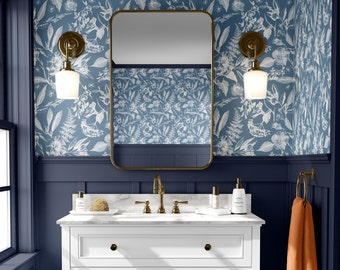 Blue Toile Wallpaper: Whimsical Farmhouse Peel & Stick Wallpaper