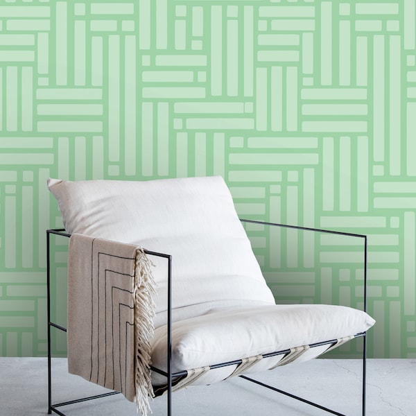 Green and White Stripe Wallpaper Etsy