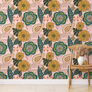 Pink Boho Wallpaper Peel and Stick Self-adhesive Removable Wallpaper ...