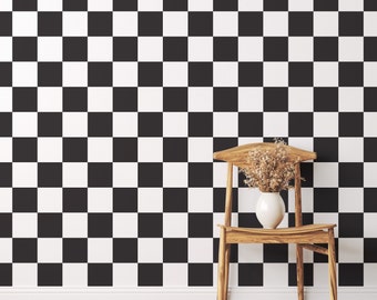 Black and White Checkered Peel and Stick Wallpaper