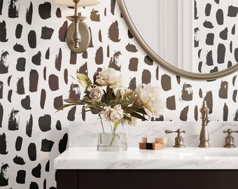 Black and White Paint Stroke Wallpaper: Peel and Stick, Water Resistant