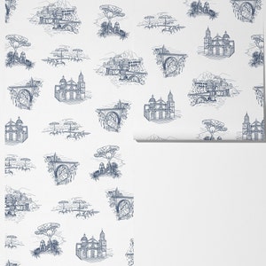 Toile Wallpaper Coastal Wallpaper Powder Bath Wallpaper - Etsy
