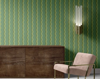 Green Stripe Peel and Stick Wallpaper: Removable Vinyl