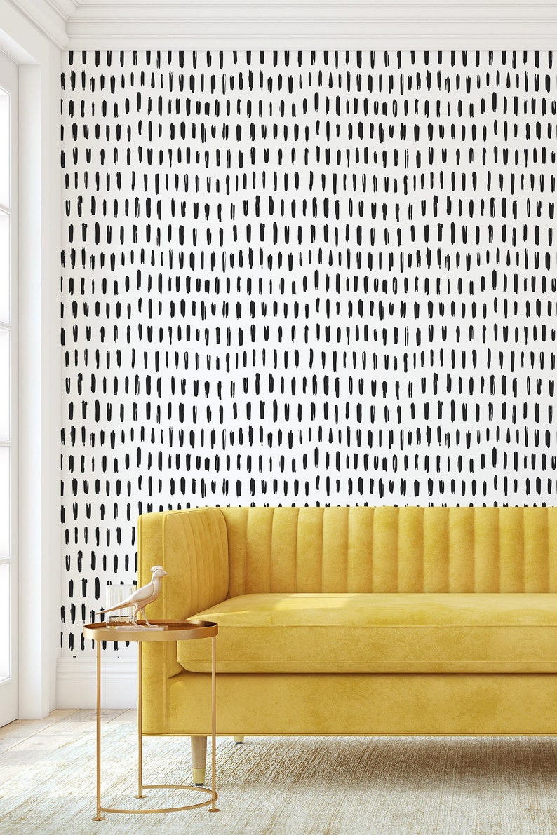 Abstract Black and White Peel and Stick Wallpaper Polka Dot Etsy