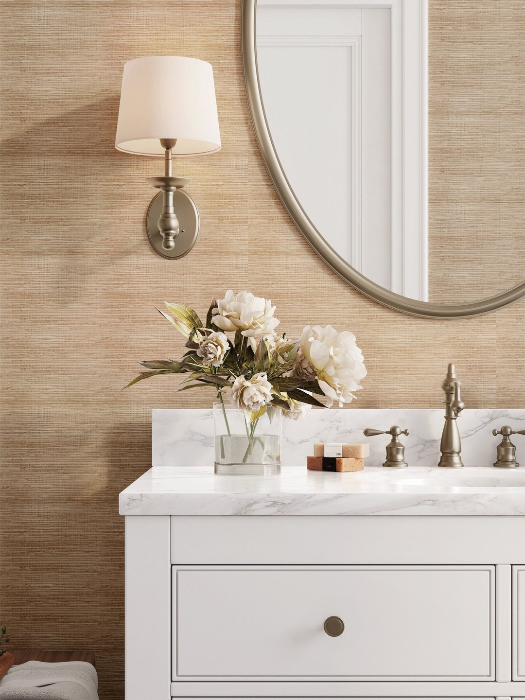 Faux Grasscloth Peel and Stick Wallpaper: Neutral Removable ...
