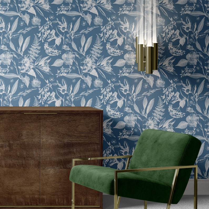 Blue and White Peel and Stick Wallpaper Toile Design - Etsy