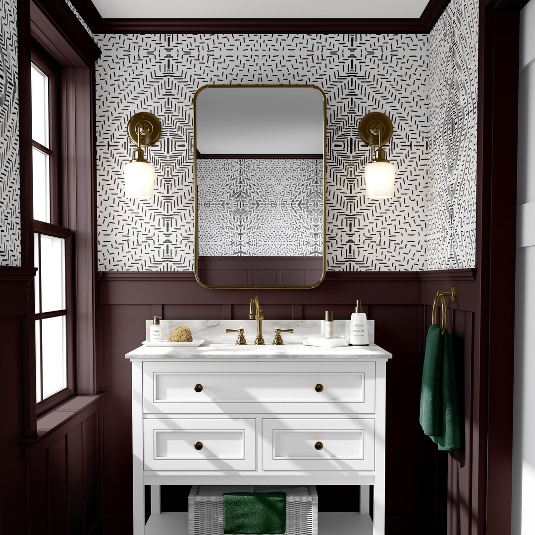 Abstract Black and White Peel and Stick Wallpaper: Removable Polka Dot ...