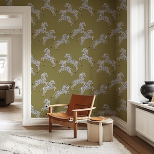 Green Zebra Wallpaper: Maximalist Peel and Stick Accent Wall
