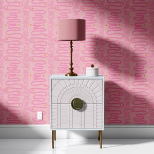 Papier peint abstrait amovible rose : autocollant original