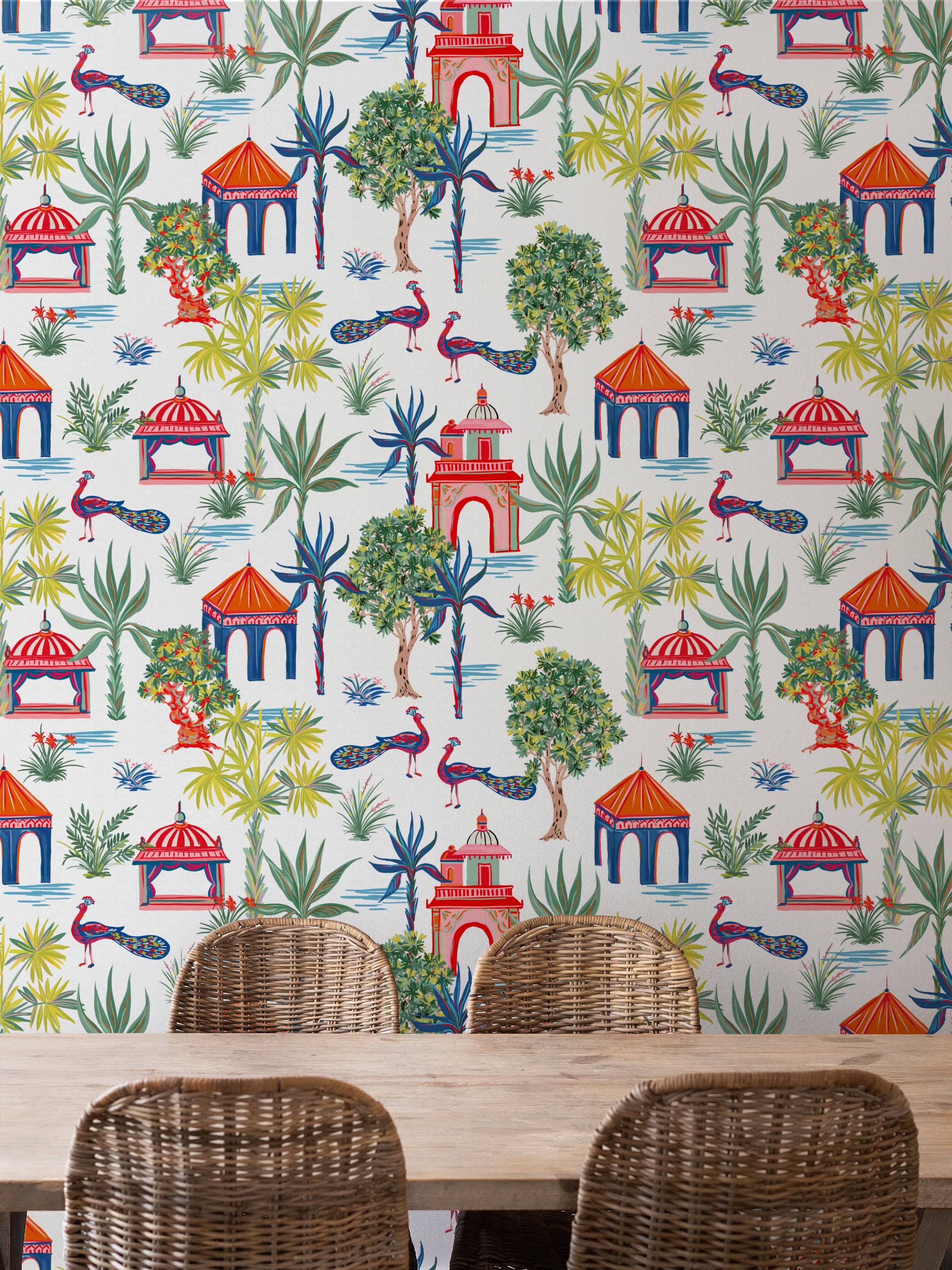 Modern Chinoiserie Wallpaper, Removable Wallpaper for Bathrooms ...
