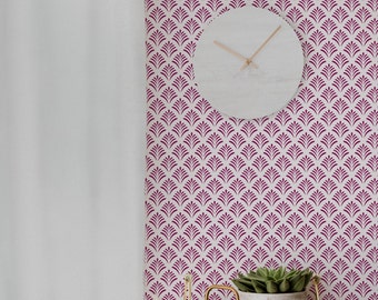 Magenta Geometric Peel and Stick Wallpaper: Abstract Art Deco