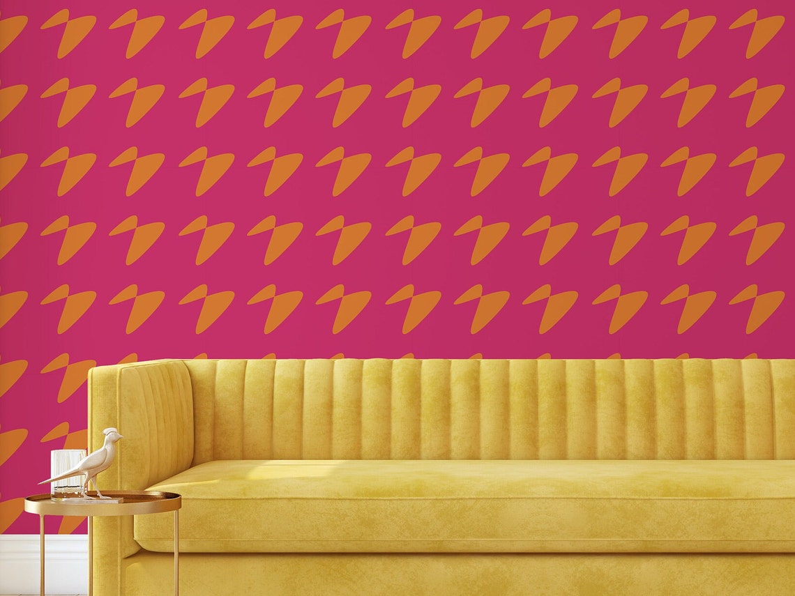 Pink and Orange Abstract Wallpaper Removable Peel and Stick - Etsy