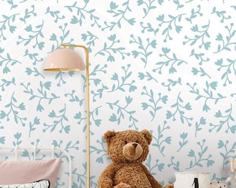 Blue Floral Wallpaper: Removable Peel & Stick, Custom Colors