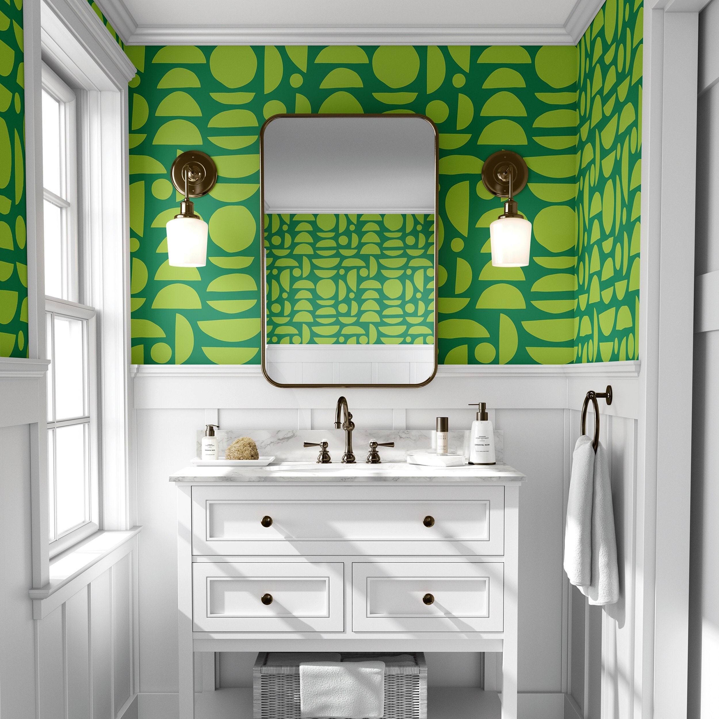 Green Geometric Abstract Wallpaper Removable Peel and Stick - Etsy
