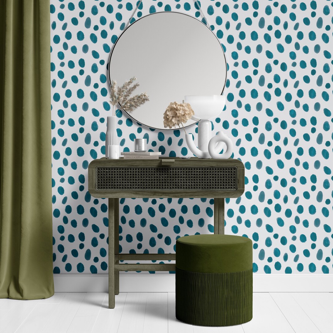 Blue Polka Dot Selfadhesive Wallpaper Peel and Stick Etsy