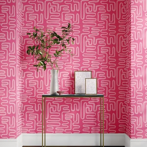 Pink Wallpaper | Abstract Wallpaper | Removable | Peel and Stick | Colorful | Self-Adhesive | Traditional Wallpaper | Renter Friendly