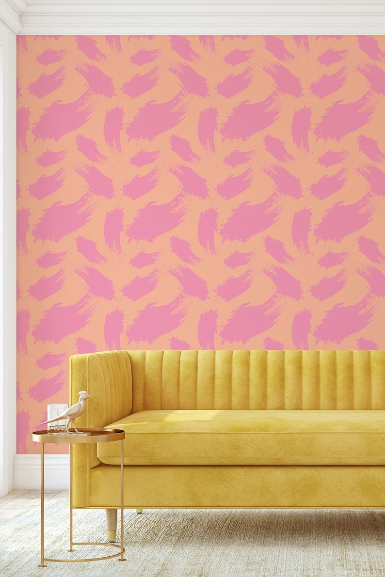 Pink Abstract Peel and Stick Wallpaper Colorful Wallpaper Etsy