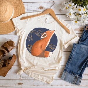 Heathered Cream Fox T Shirt, Vintage Animals TShirt, Cute Cottagecore Tee, Woodland Animal Tee, Cute Boho Shirt, Red Fox Forest Animal Shirt