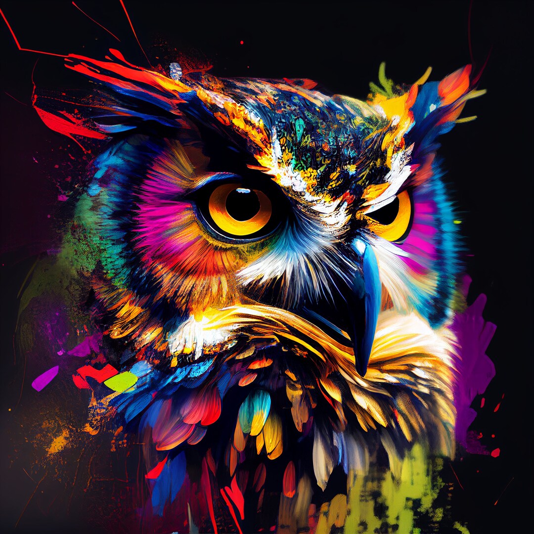 Abstract Owl Art, Instant Digital Download, Whimsical Design, Modern ...