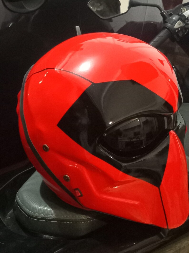 Deadpool Helmet Red Motorcycle Ece Dot Approve Etsy