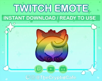 ANIMATED Pride Cat Tail Wag Emote (Twitch Discord YouTube) Cute kitty Animated GIF - Cute Chibi Kawaii neko Animated emote for Streamers