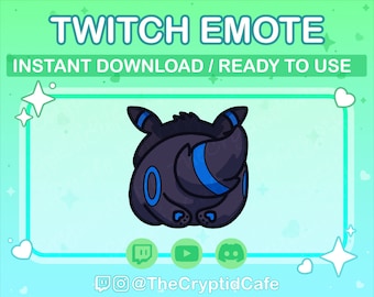 ANIMATED Shinny Umbreon Tail Wag Emote (Twitch Discord YouTube) Cute Animated GIF - Cute Chibi Kawaii Pokemon Animated emote for Streamers