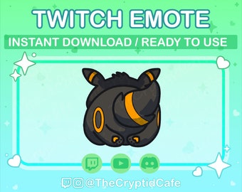 ANIMATED Umbreon Tail Wag Emote (Twitch Discord YouTube) Cute Pokemon Animated GIF - Cute Chibi Kawaii Pokemon Animated emote for Streamers