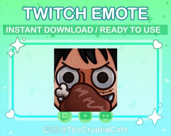 ANIMATED Luffy Laughing Meat Emote (Twitch Discord YouTube) Luffy Animated GIF - Cute Chibi Luffy Animated emote for Streamers