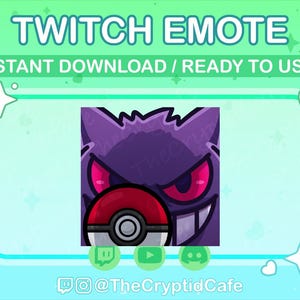 ANIMATED Gengar Laughing Poke Ball Emote (Twitch Discord YouTube) Gengar Animated GIF - Cute Chibi Gengar Animated emote for Streamers