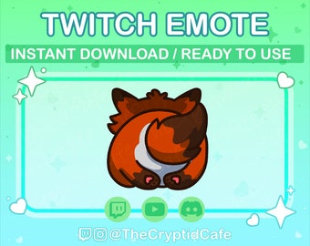 ANIMATED Fox Tail Wag Emote (Twitch Discord YouTube) Cute fox Animated GIF - Cute Chibi Kawaii fox Animated emote for Streamers