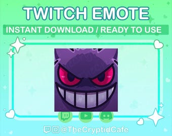 ANIMATED Gengar Laughing Emote (Twitch Discord YouTube) Gengar Animated GIF - Cute Chibi Gengar Animated emote for Streamers