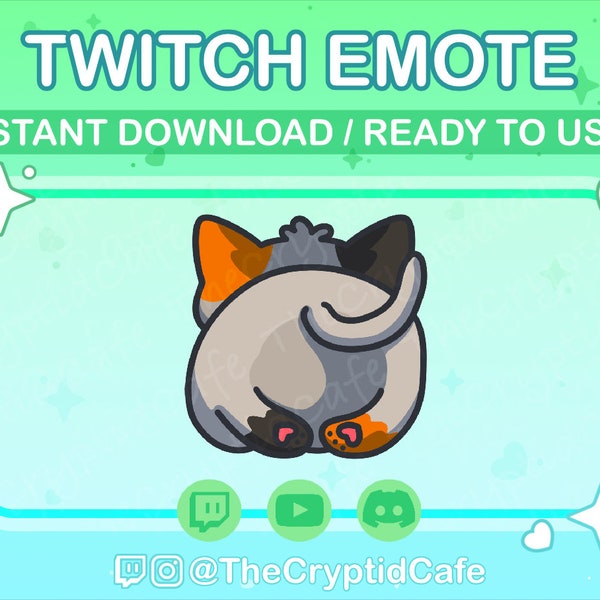 ANIMATED Calico Cat Tail Wag Emote (Twitch Discord YouTube) Cute kitty Animated GIF - Cute Chibi Kawaii neko Animated emote for Streamers